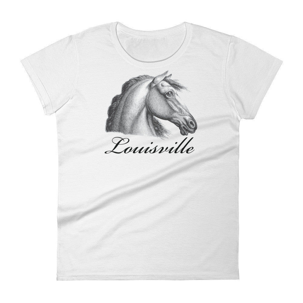 The Uncommonwealth of Kentucky Vintage Horse Profile Louisville Script Women's Short Sleeve T-Shirt White / 2XL