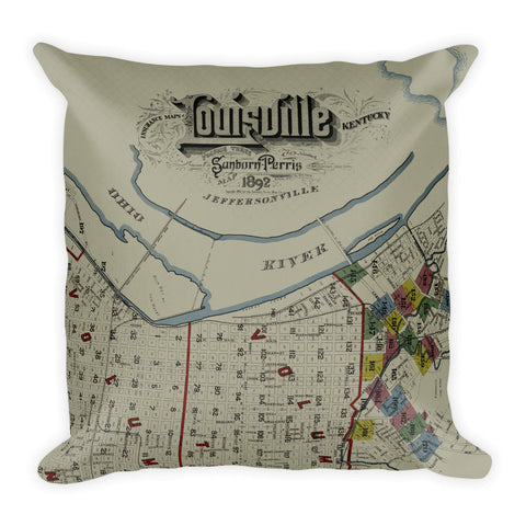 Vintage Louisville Map Premium Pillow #1