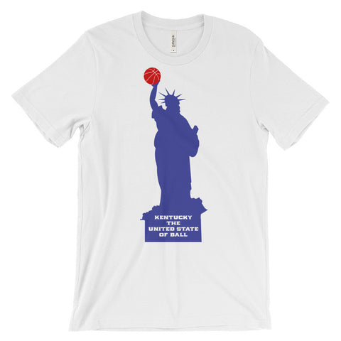 UNITED STATE OF BALL (red ball, blue statue) Unisex short sleeve t-shirt