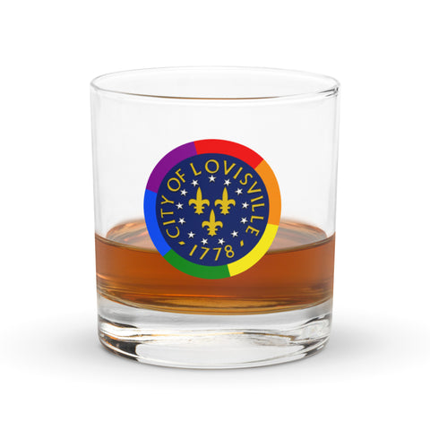 Rocks glass - City of Louisville Seal (Pride Version)