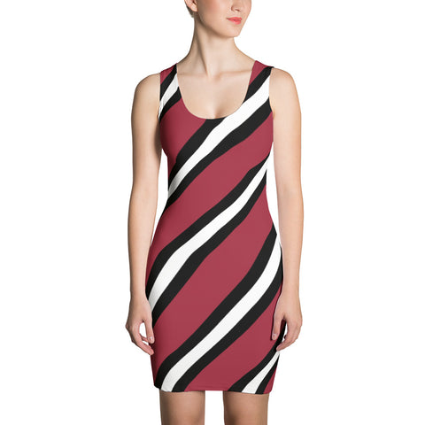 Red, Black, and White Striped Sublimation Cut & Sew Dress