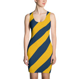 Team Stripes Navy Blue & Gold Striped Sublimation Cut & Sew Dress