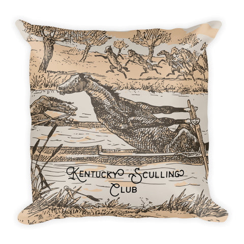 Kentucky Vintage Horse Illustration "Sculling Club" Square Pillow
