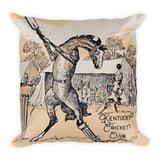 Kentucky Vintage Horse Illustration "Cricket Club" Square Pillow