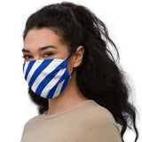 Blue and White Stripes Premium face mask