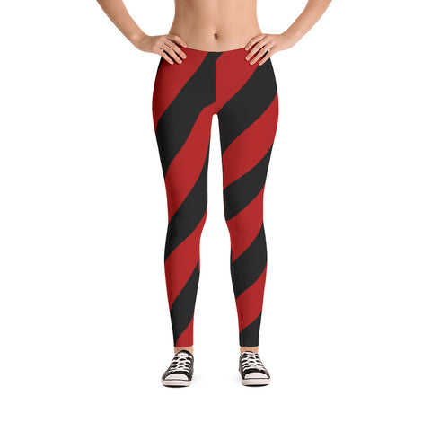 Team Stripes Red & Black Striped Leggings