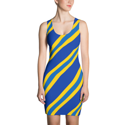 Blue & Yellow Striped Sublimation Cut & Sew Dress