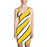 Team Stripes Gold/Yellow, Black, and White Striped Sublimation Cut & Sew Dress