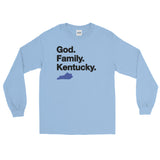 GOD. FAMILY. KENTUCKY. (blue) Unisex Long Sleeve T-Shirt
