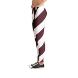 Team Stripes Maroon & White Striped Leggings