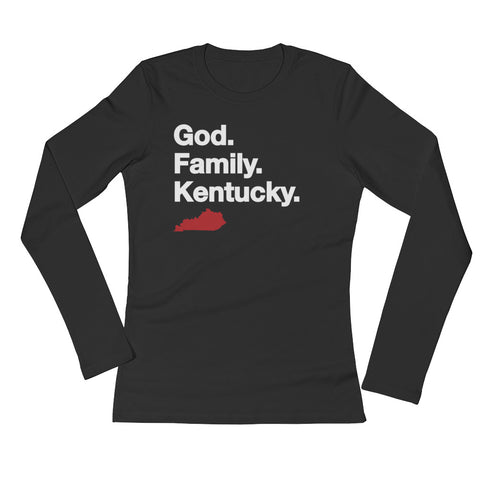 GOD. FAMILY. KENTUCKY. (red) Ladies' Long Sleeve T-Shirt