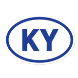 KY (Kentucky) Blue & White Oval Bubble-free stickers