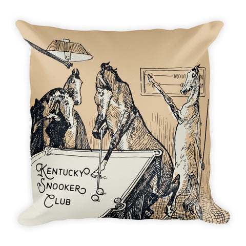 Kentucky Vintage Horse Illustration "Snooker Club" Square Pillow