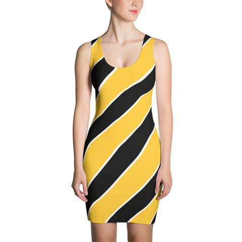 Team Stripes Yellow/Gold, Black, and White Striped (#2) Sublimation Cut & Sew Dress