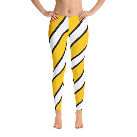 Team Stripes Yellow/Gold, White, and Black Striped Leggings