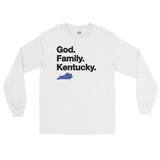 GOD. FAMILY. KENTUCKY. (blue) Unisex Long Sleeve T-Shirt