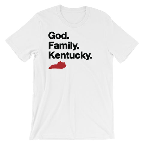GOD. FAMILY. KENTUCKY. (red) Unisex short sleeve t-shirt