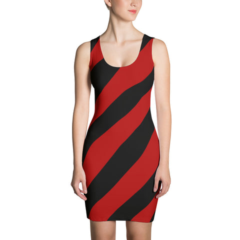 Team Stripes Red & Black Striped Sublimation Cut & Sew Dress