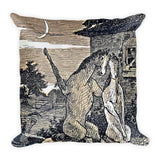 Kentucky Vintage Horse Illustration "Date Night" Square Pillow